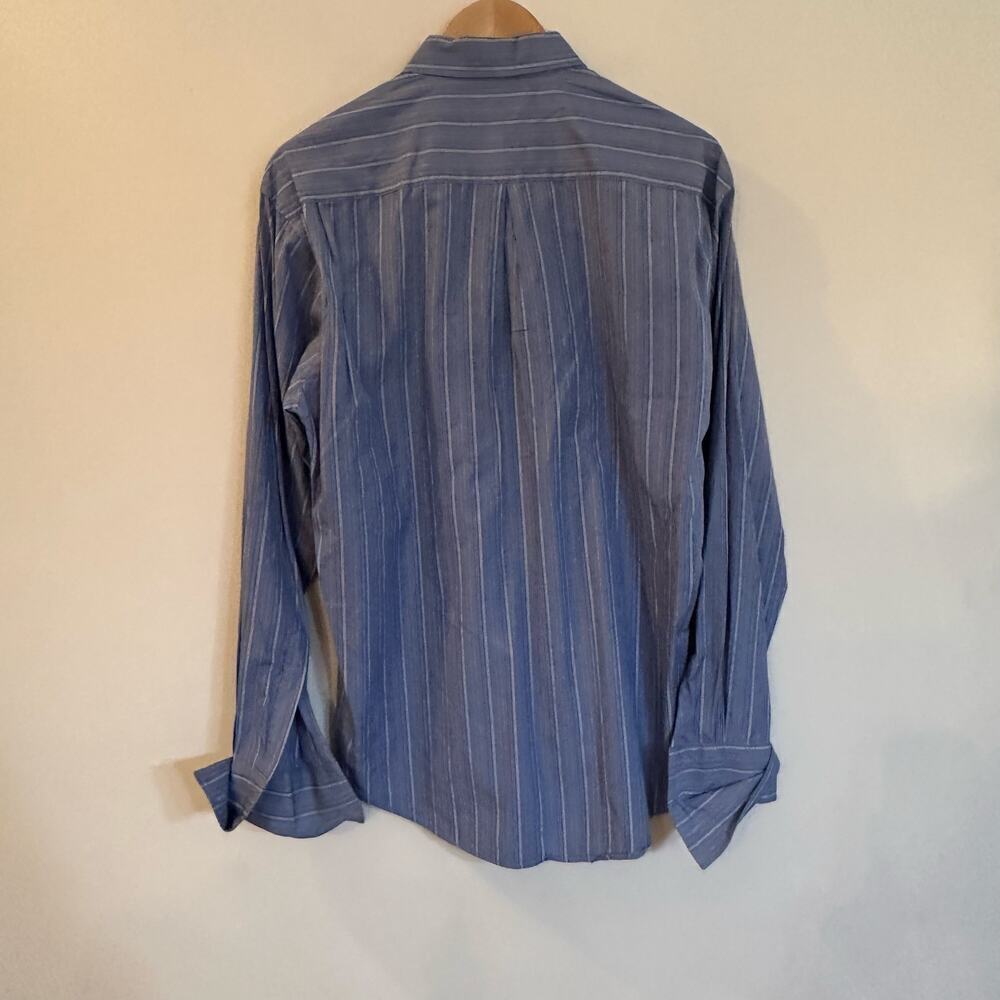 Yves Saint Laurent Blue Button Up Shirt sz 15.5 (34-35) Stripe Shirt - Picture 9 of 10